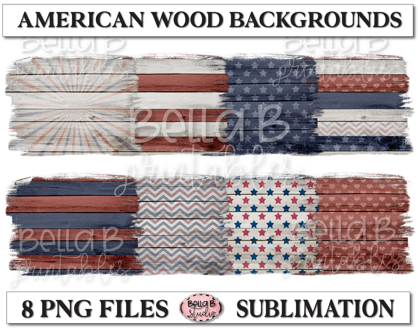 Patriotic, American Wood Sublimation Backgrounds