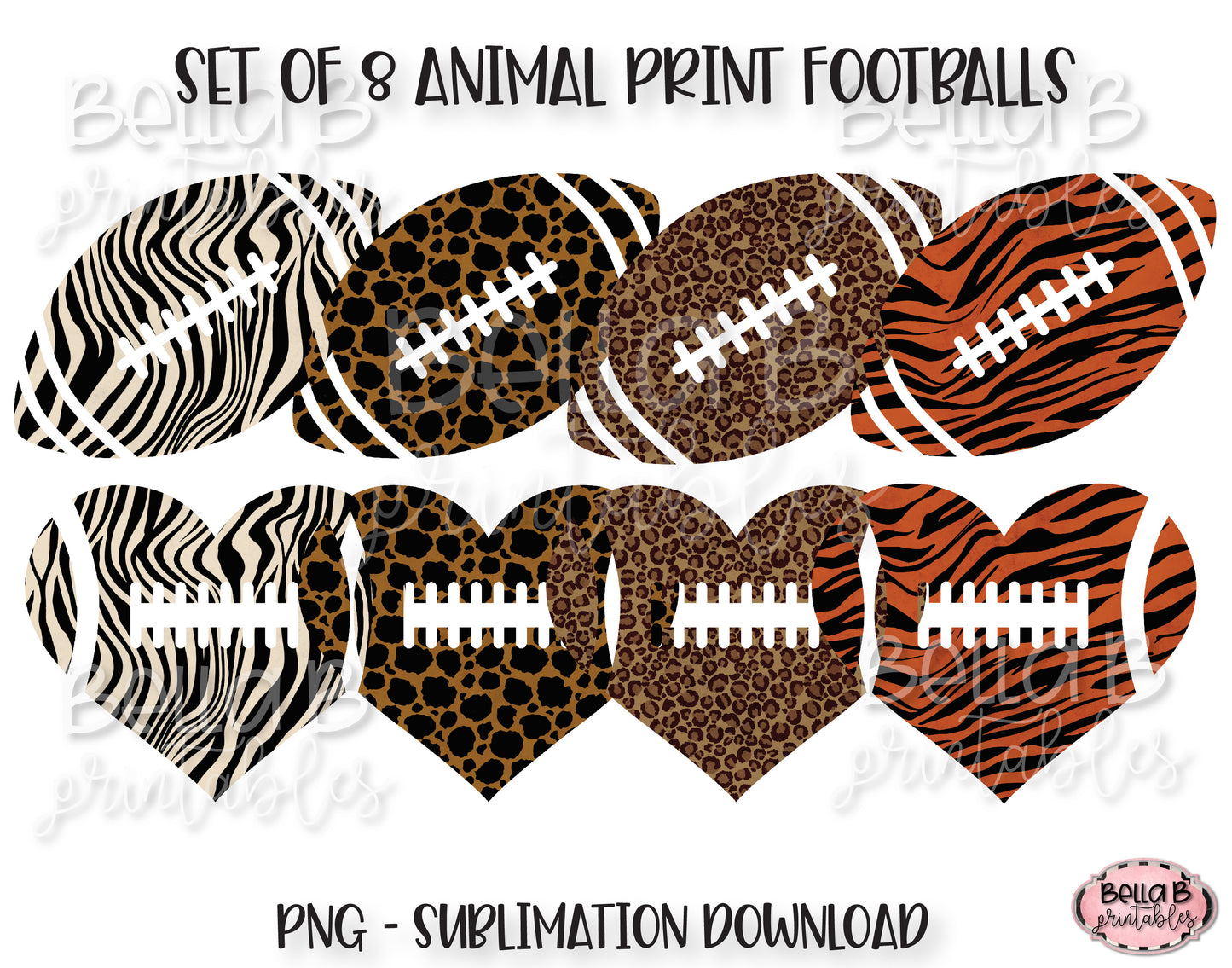 Animal Print Football Sublimation Elements
