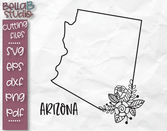 Floral Arizona Map SVG File