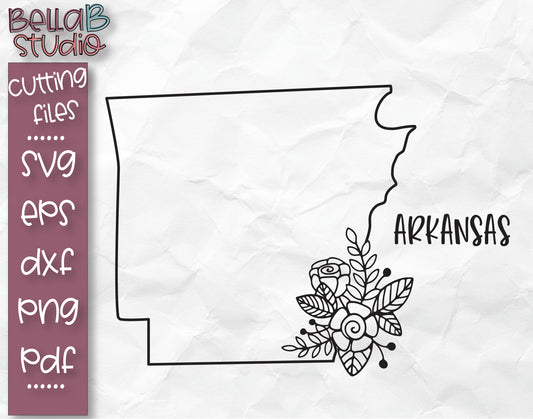 Floral Arkansas Map SVG File