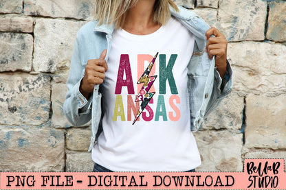 ARKANSAS Bright Leopard Bolt Sublimation Design