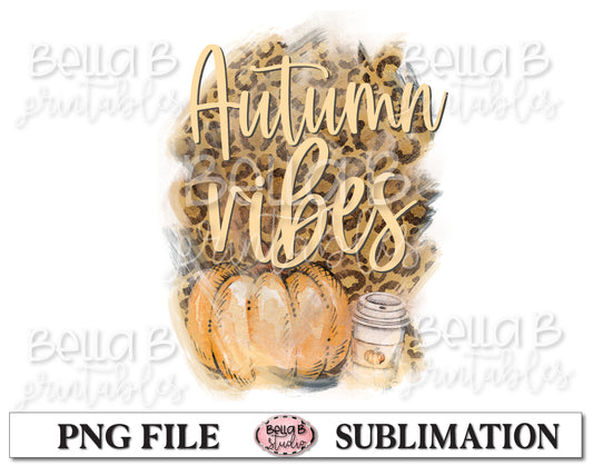 Leopard Print Autumn Vibes Sublimation Design, Fall Pumpkins