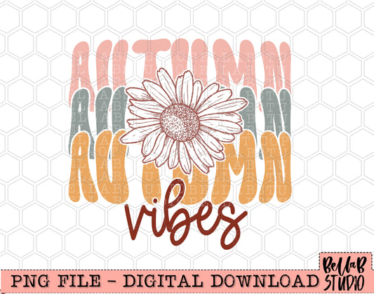 Autumn Vibes Retro Sunflower PNG Design