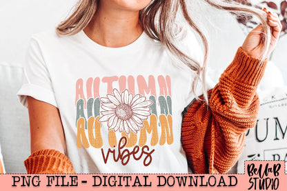 Autumn Vibes Retro Sunflower PNG Design