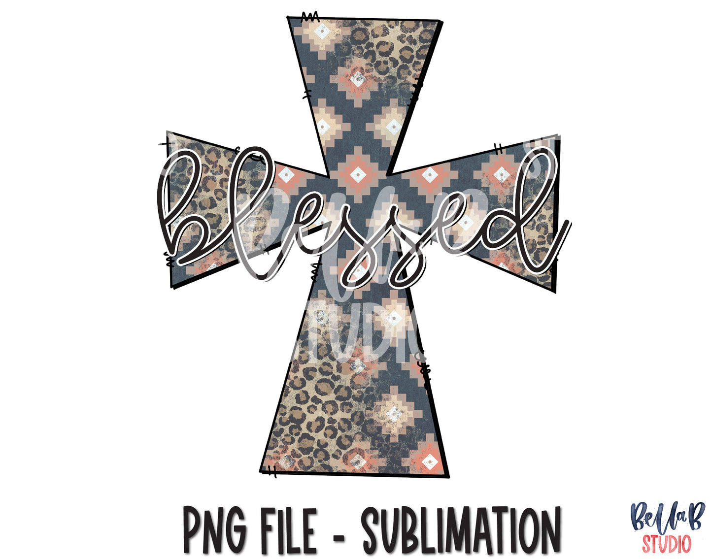 Blessed Tribal Aztec Cross Sublimation Design