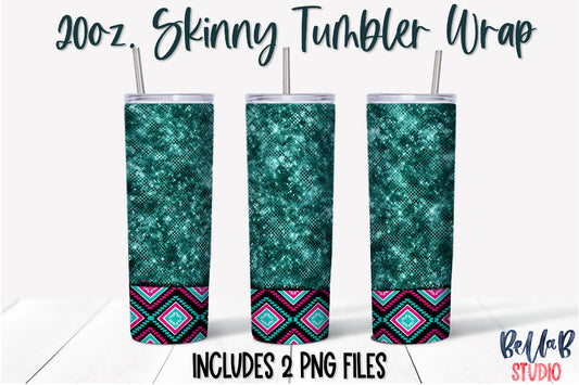 Turquoise Aztec 20 oz Skinny Tumbler Design