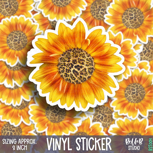 Leopard Sunflower Vinyl Sticker - Glossy Permanent Weatherproof