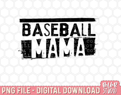 Baseball Mama Grunge PNG Design