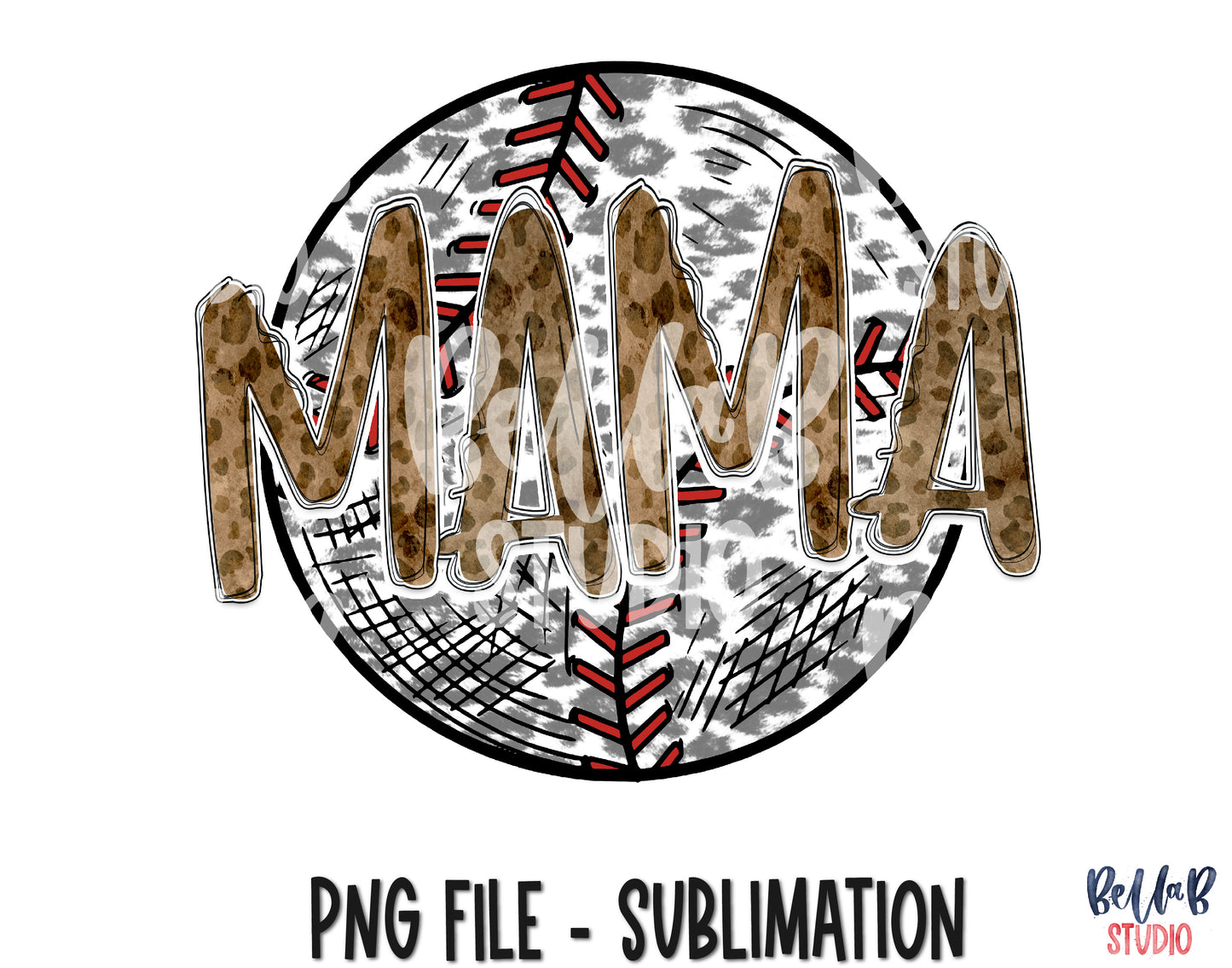Leopard Baseball Mama Sublimation Design