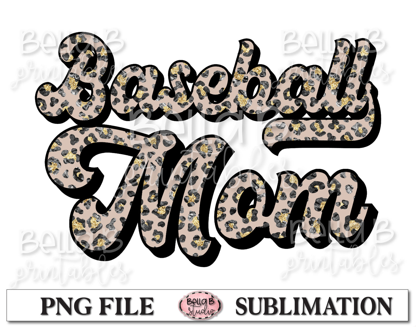 Glitter Leopard - Baseball Mom Sublimation Design