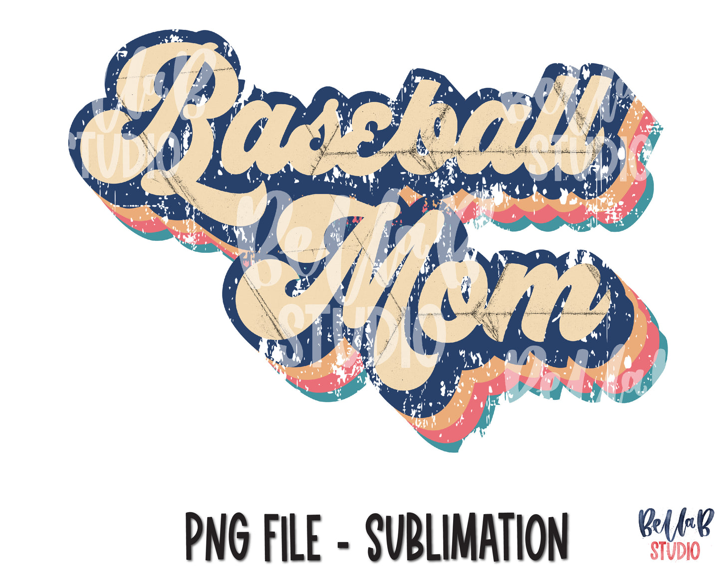Retro Baseball Mom Sublimation Design