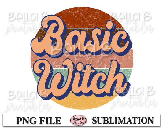 Retro Basic Witch Sublimation Design, Halloween