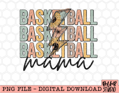 Basketball Mama Floral Bolt Sublimation Design