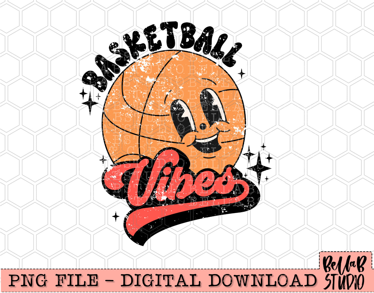 Basketball Vibes Retro Mascot PNG Design