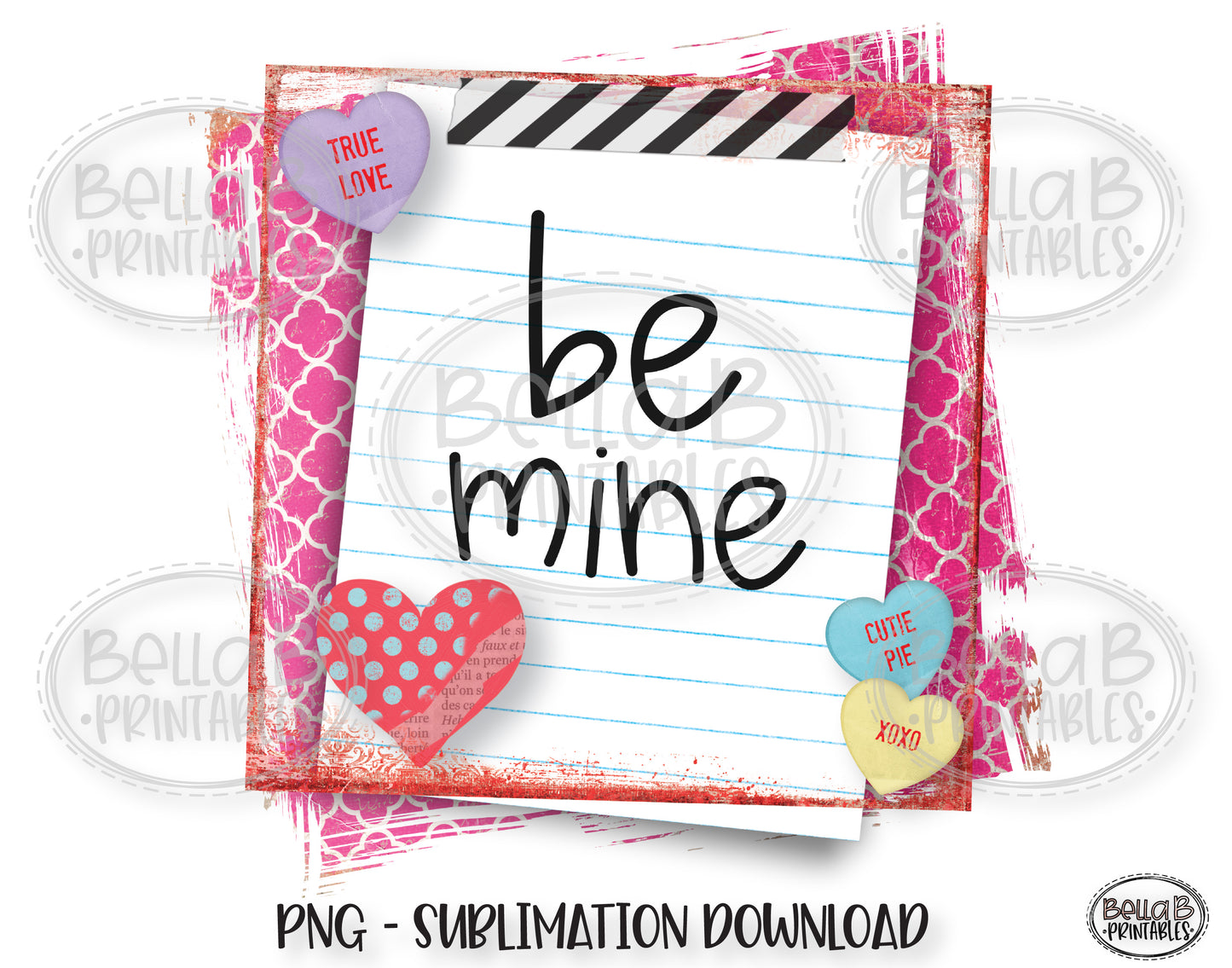 Be Mine Valentine's Day Sublimation Design, Kids, School Note