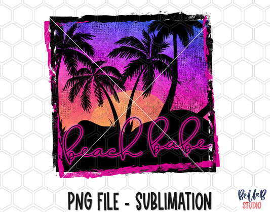 Beach Babe Hot Pink Sublimation Design