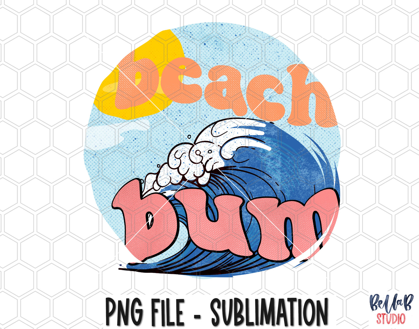 Beach Bum Waves Sublimation Design
