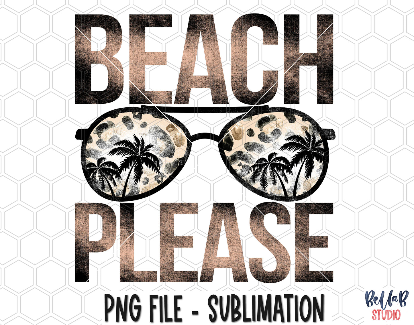 Beach Please Leopard Sunglasses Sublimation Design
