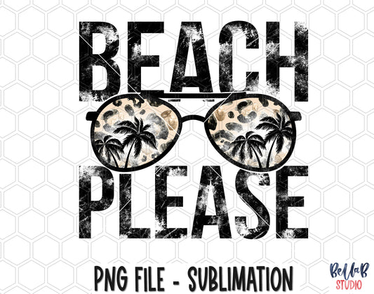 Beach Please Leopard Sunglasses Sublimation Design