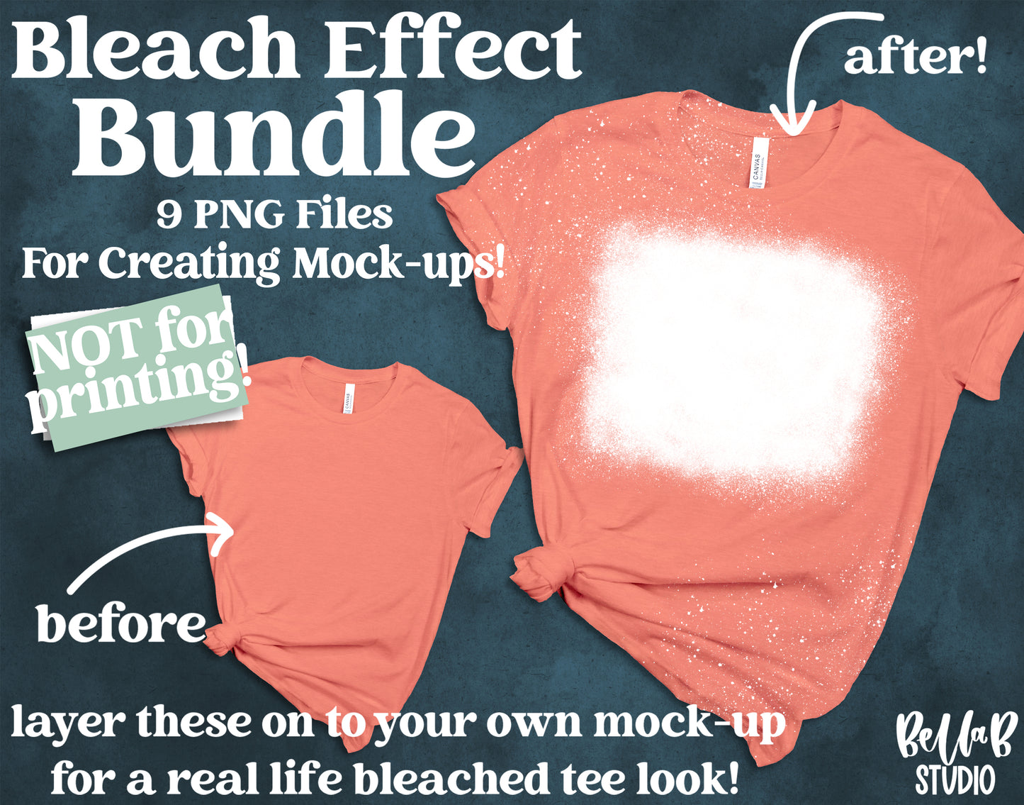 Bleach Effect Sublimation Bundle - Create Real Looking Bleach Tee Mockup