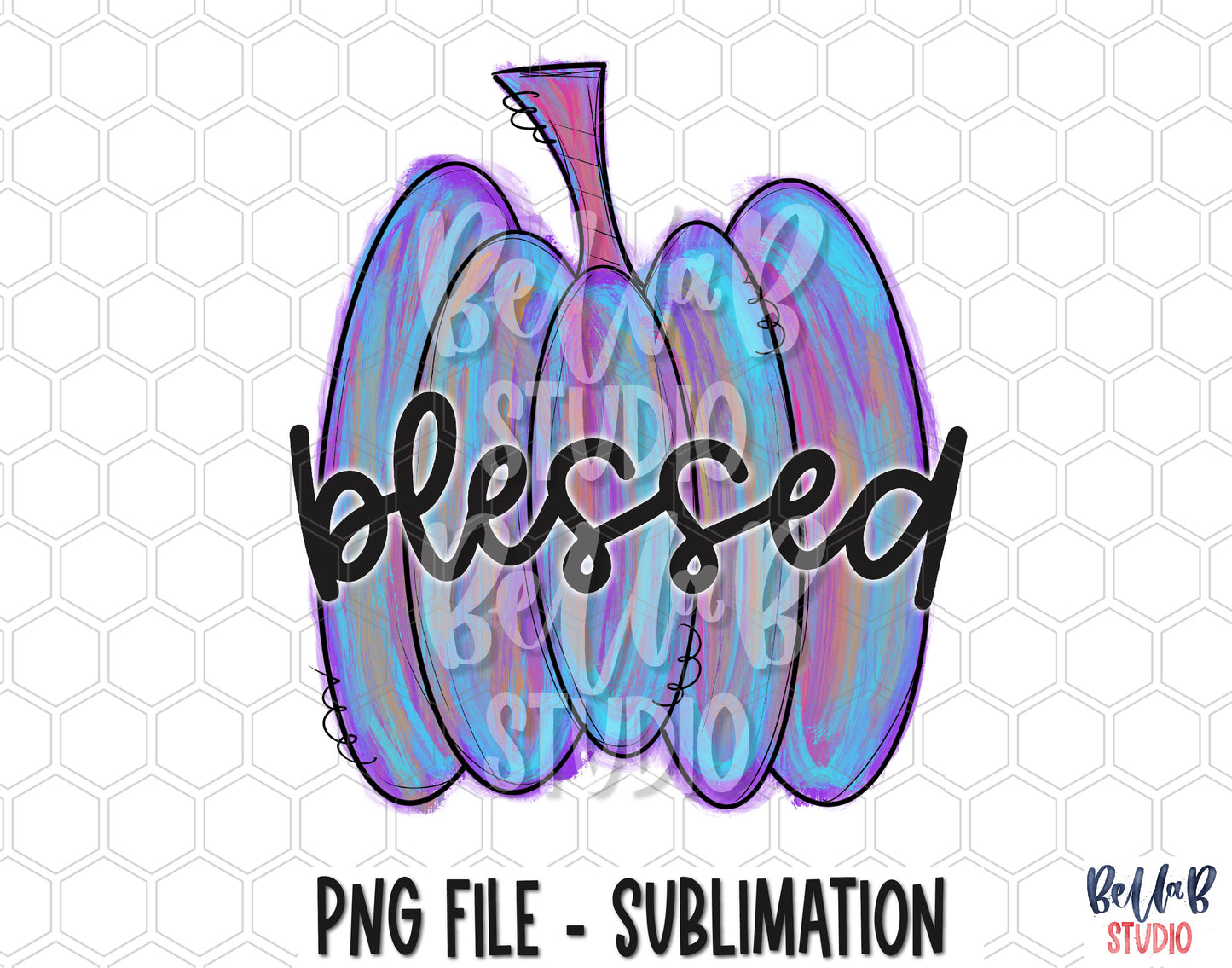 Blessed Whimsical Painted Pumpkin Sublimation Design