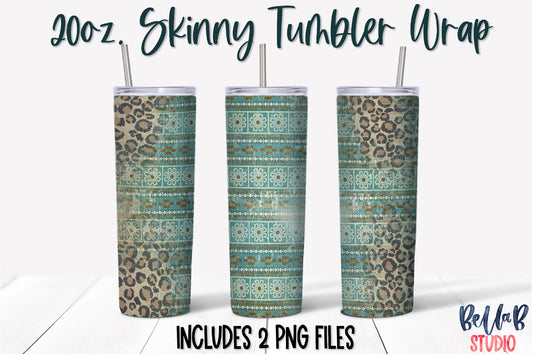 Leopard Tribal Aztec 20 oz Skinny Tumbler Design