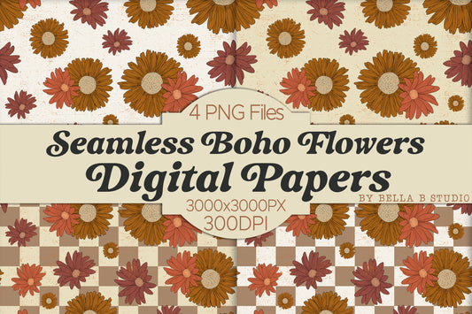 Fall Floral Seamless Digital Papers