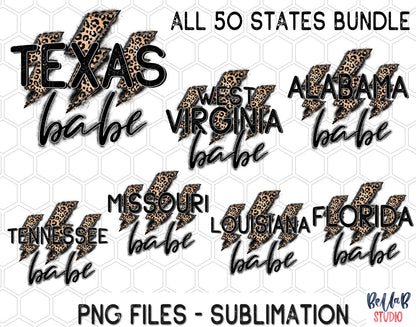 All 50 States - American Babe Lightning Bolts Sublimation Bundle