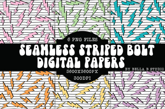 Seamless Striped Bolt Digital Papers