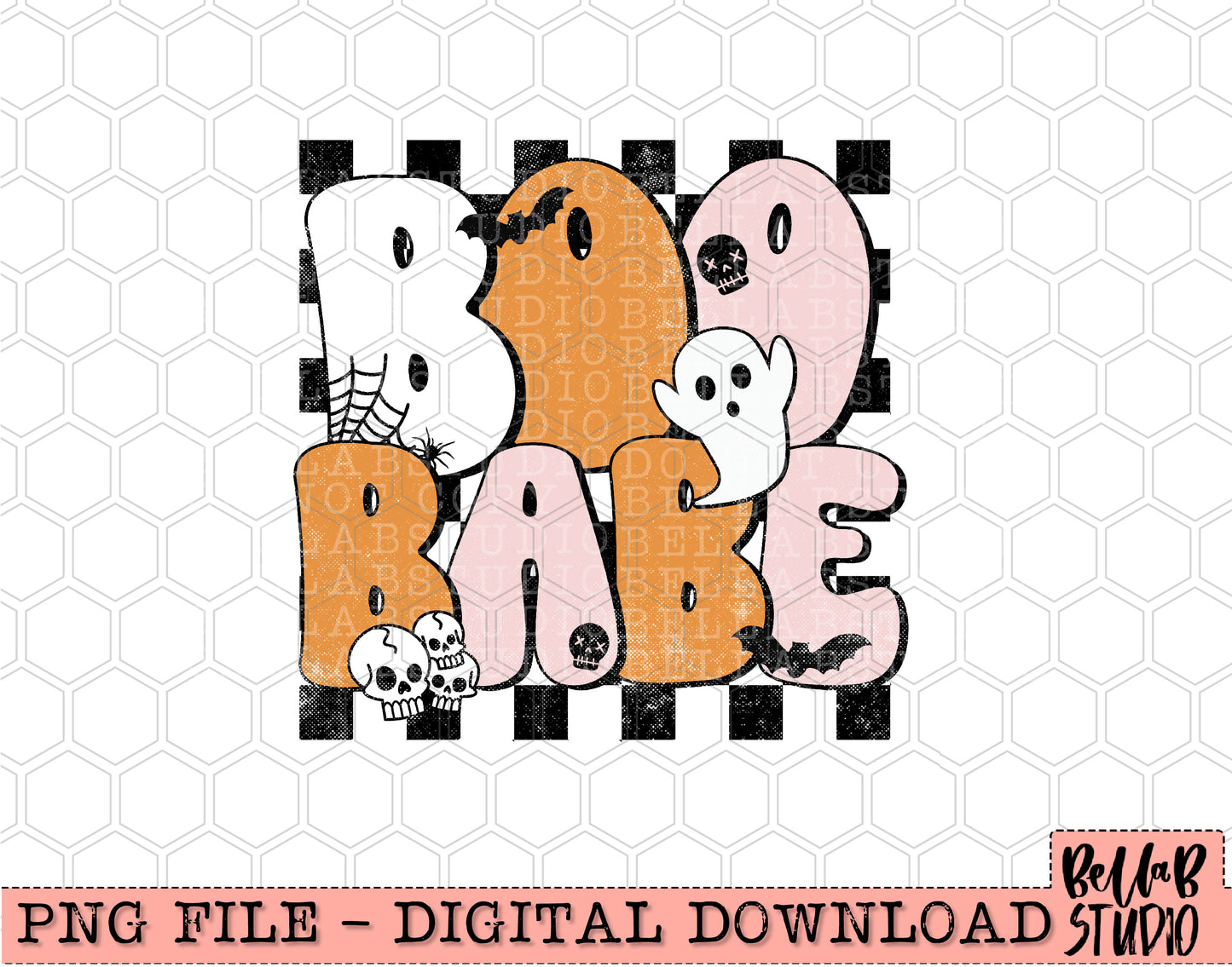 Checkered BOO Babe PNG Design