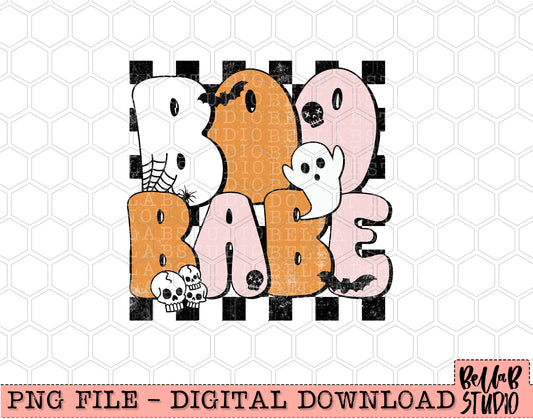 Checkered BOO Babe PNG Design