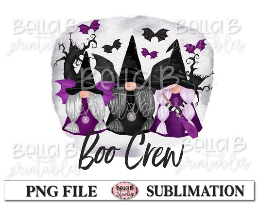 Halloween Gnomes Sublimation Design, Boo Crew