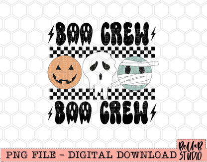 Boo Crew Cute Retro Checkered PNG Design
