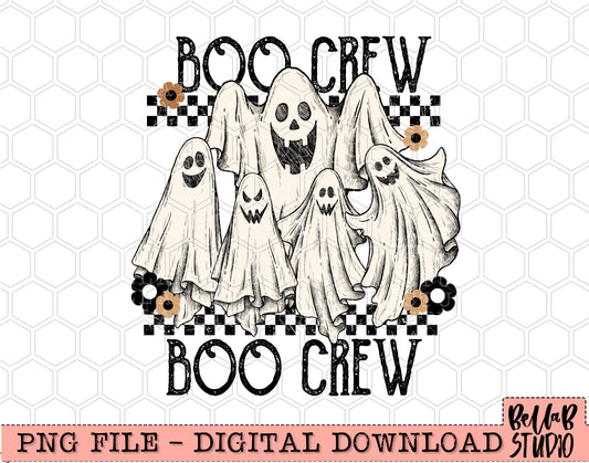 Boo Crew Ghosts Retro Checkered PNG Design