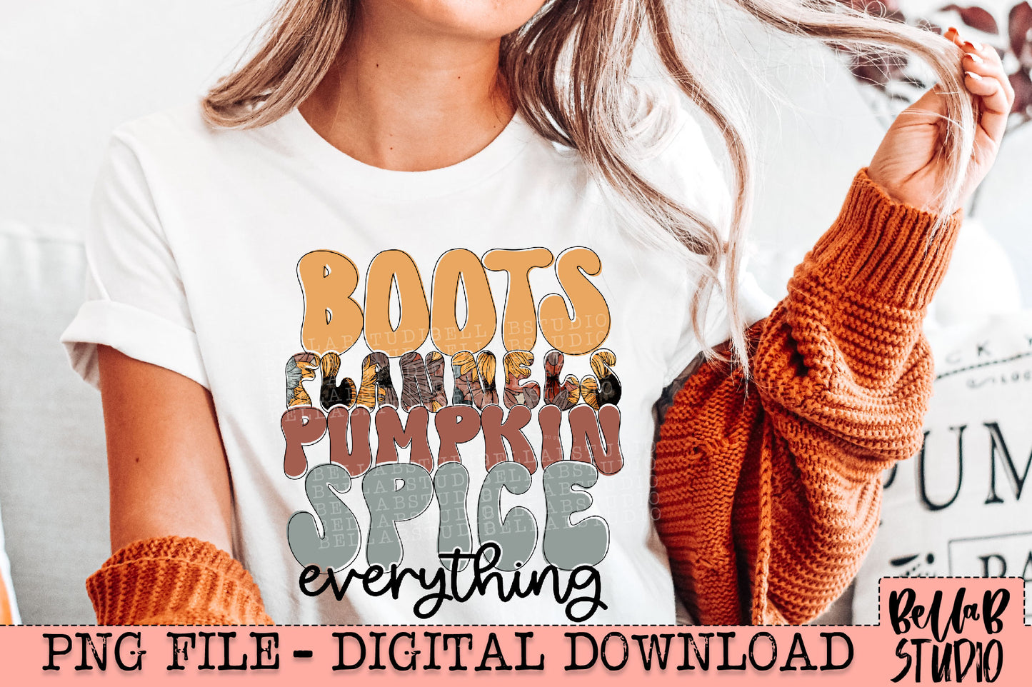 Retro Boots Flannels Pumpkin Spice Everything PNG Design