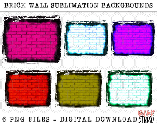 Bright Brick Wall Sublimation Background Bundle