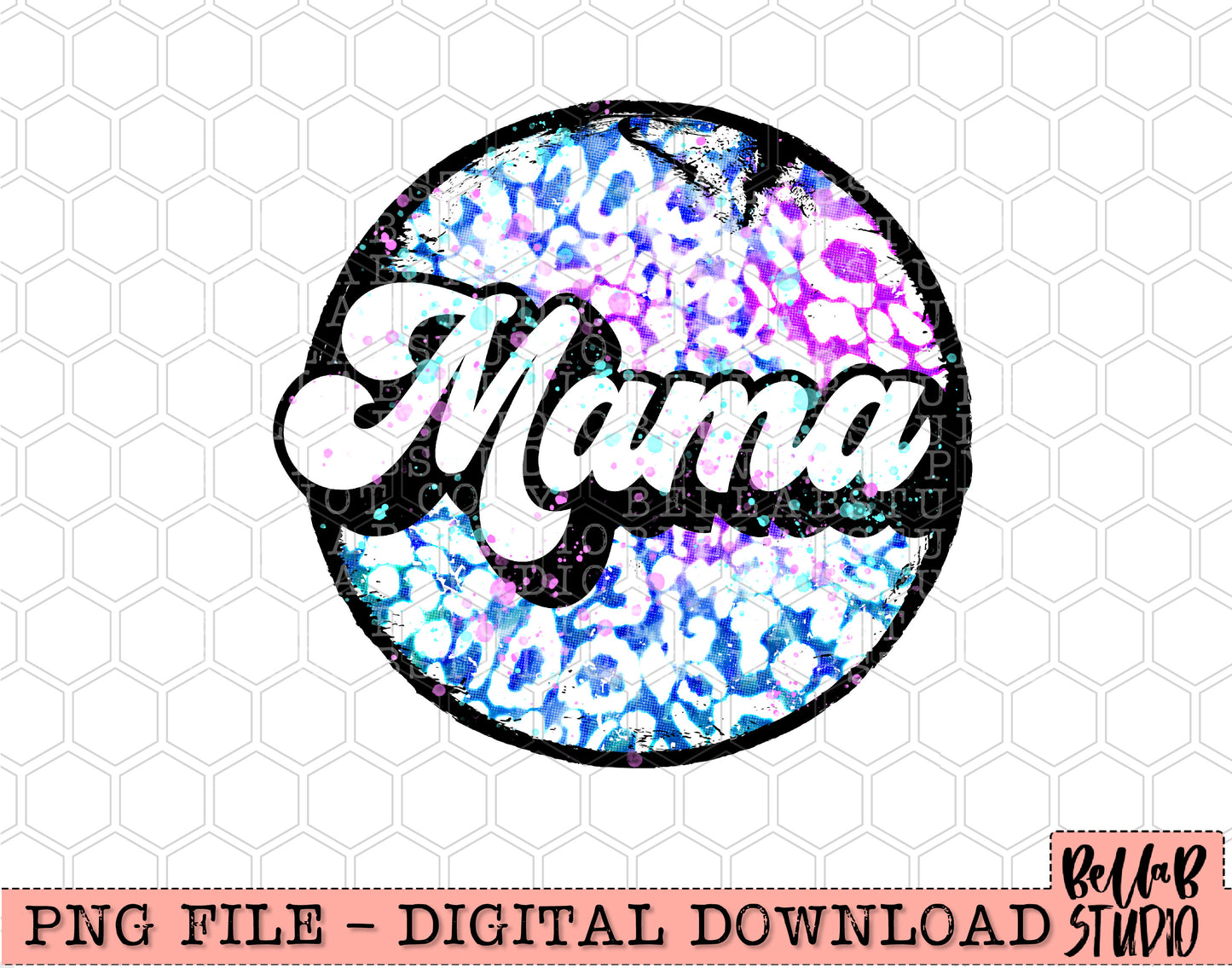 Bright Funky Leopard - Retro Mama Sublimation Design