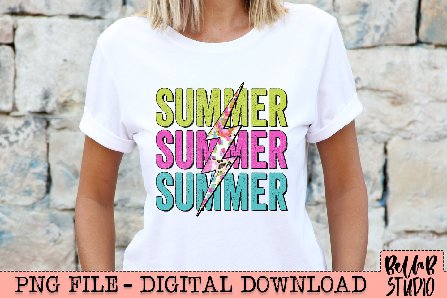 Summer Bright Lightning Bolt Sublimation Design