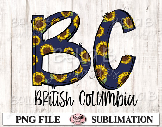 British Columbia Sunflower Sublimation Design