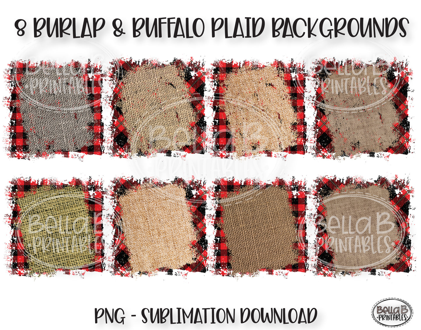 Buffalo Plaid and Burlap Sublimation Background Bundle, Backsplash