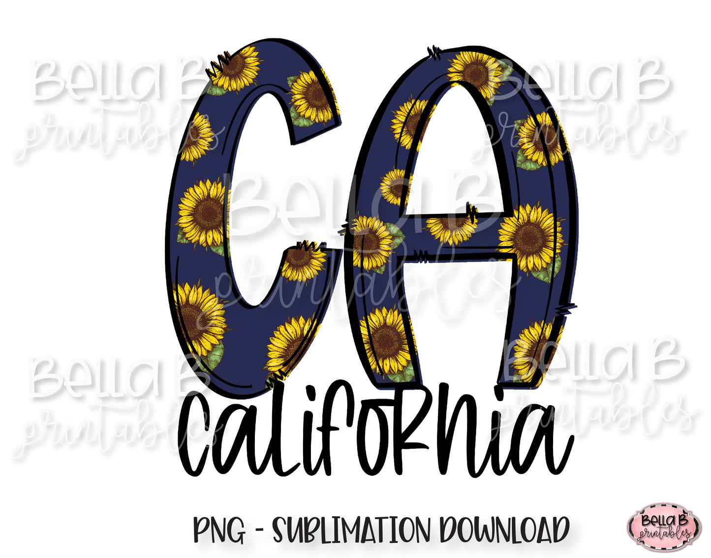 Sunflower California State Sublimation Design