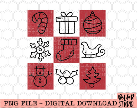 Cute Checkered Christmas PNG Design