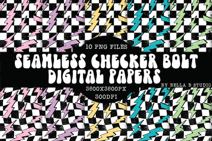 Seamless Checkered Bolt Digital Papers