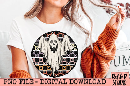 Checkered Boho Ghost PNG Design
