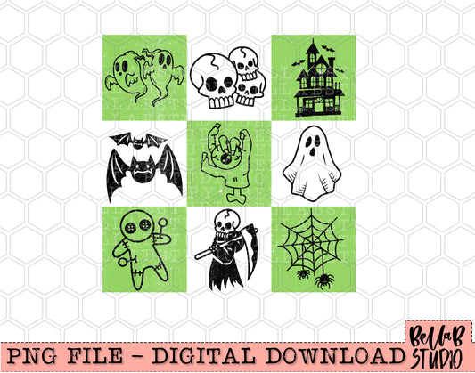 Spooky Checkered Halloween PNG Design