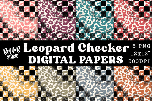 Checkered Leopard Digital Papers