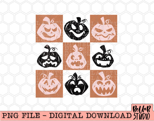 Checkered Halloween Pumpkins PNG Design