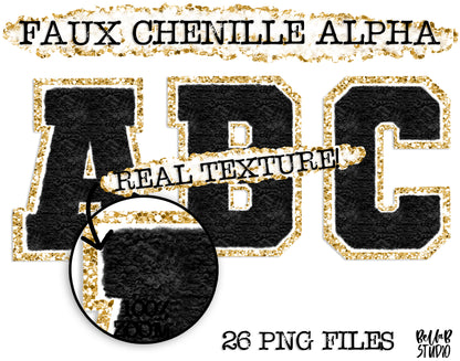 Faux Chenille Alphabet Set BLACK