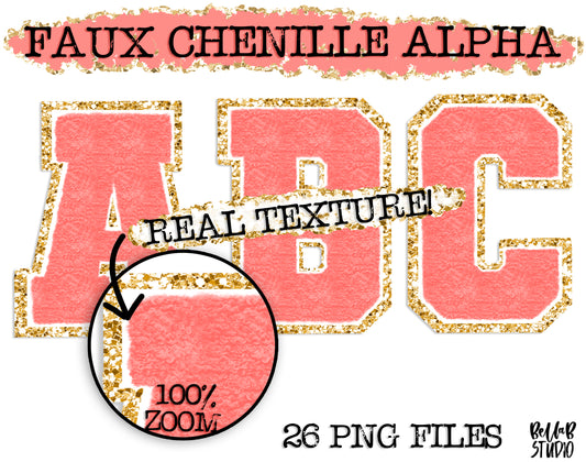 Faux Chenille Alphabet Set CORAL