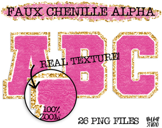 Faux Chenille Alphabet Set DEEP PINK